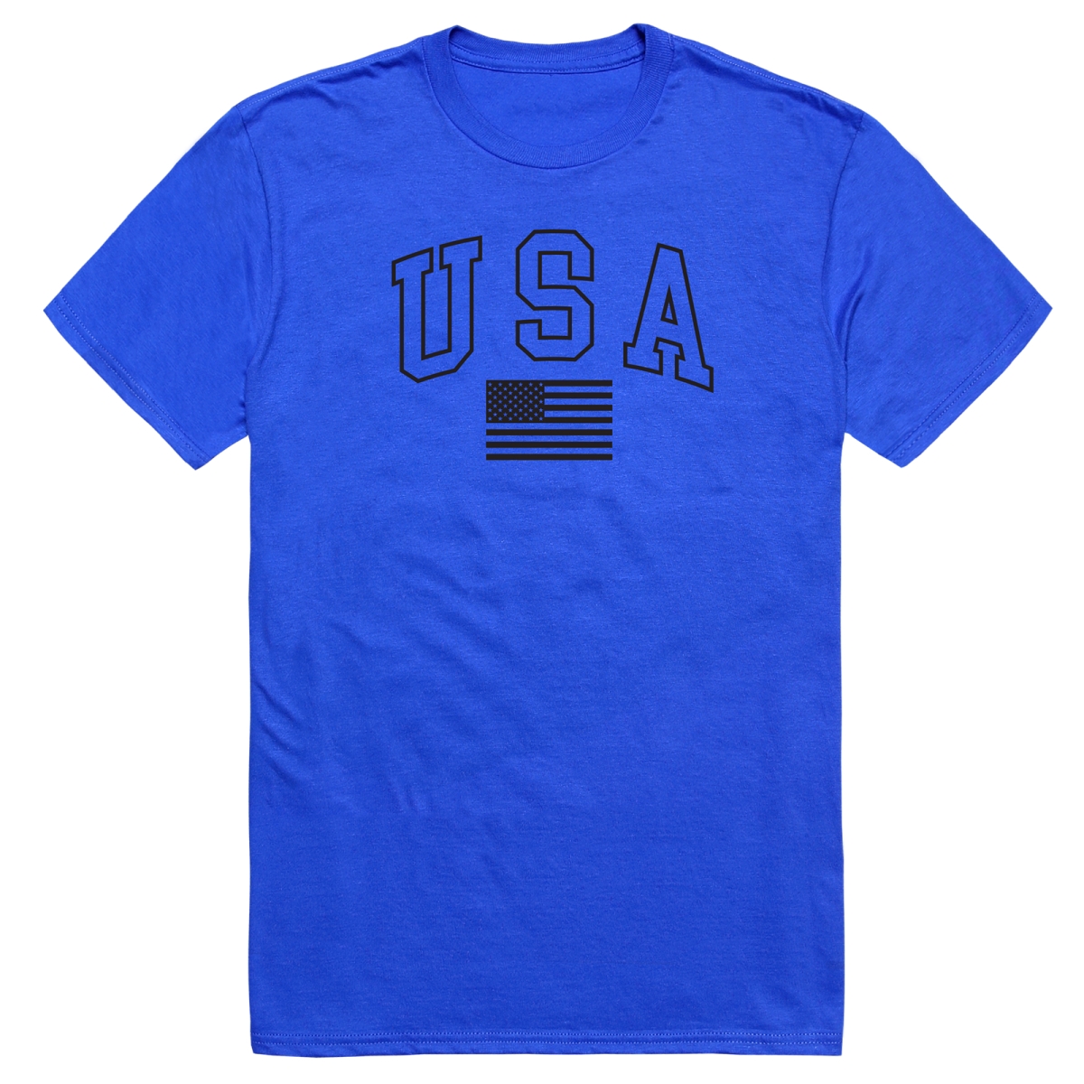 AM3-218-RYL-01 America Basic USA with Flag Short Sleeve T-Shirt, Royal Blue - Small