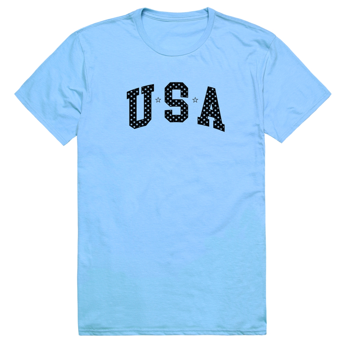 AM3-220-SKY-01 America Basic USA with Stars Short Sleeve T-Shirt, Sky Blue - Small