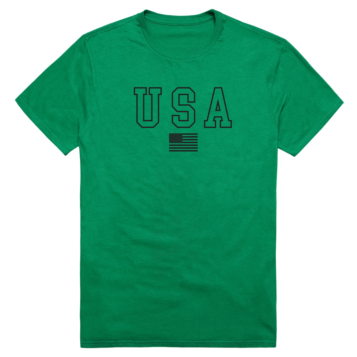AM3-222-KEL-01 America Basic USA & Flag Short Sleeve T-Shirt, Kelly - Small