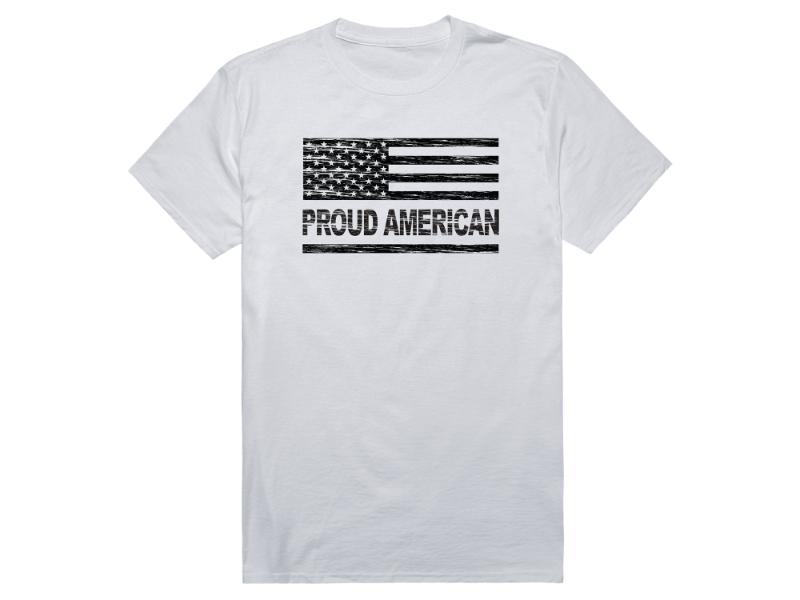 AM1-202-WHT-03 America Proud American Short Sleeve T-Shirt, White - Large