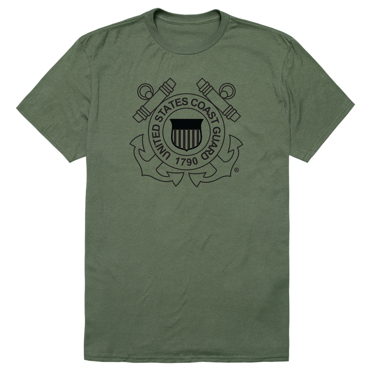 AM5-CG1-OLV-02 Basic Military USCG 1 Short Sleeve T-Shirt, Olive - Medium