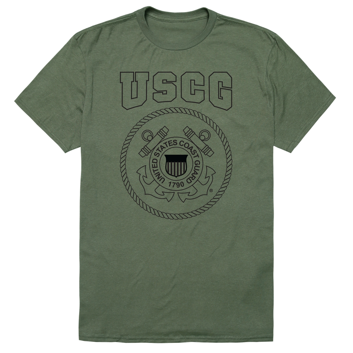 AM5-CG4-OLV-01 Basic Military USCG 4 Short Sleeve T-Shirt, Olive - Small