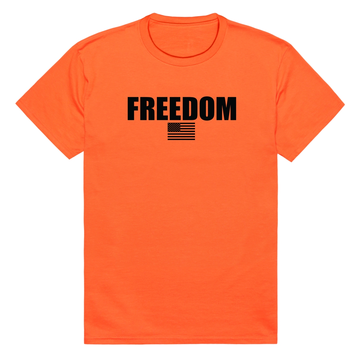 AM3-235-ORN-02 America Basic Freedom US Flag Short Sleeve T-Shirt, Orange - Medium
