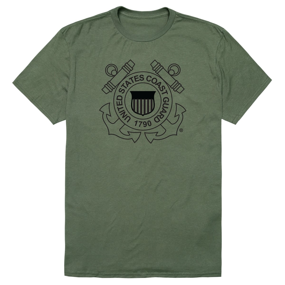 AM5-CG1-OLV-01 Basic Military USCG 1 Short Sleeve T-Shirt, Olive - Small