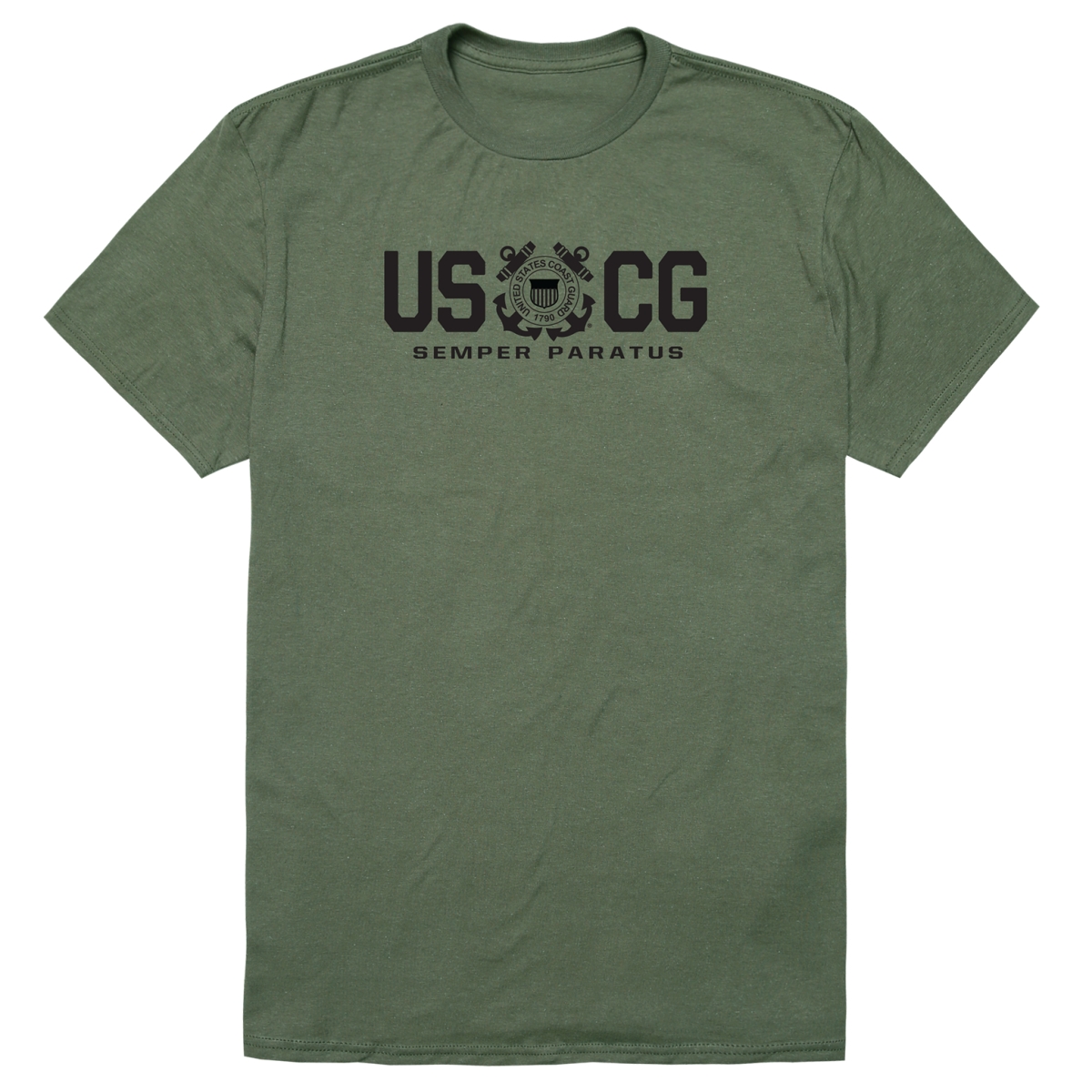 AM5-CG8-OLV-02 Basic Military USCG 8 Short Sleeve T-Shirt, Olive - Medium