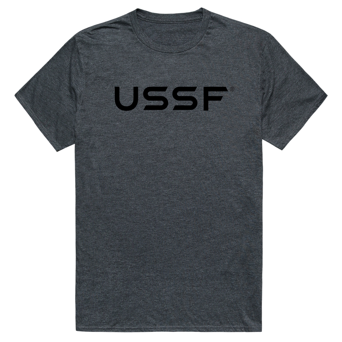 AM5-SF5-HCH-04 Basic Military US Space Force 5 Short Sleeve T-Shirt, Heather Charcoal - Extra Large