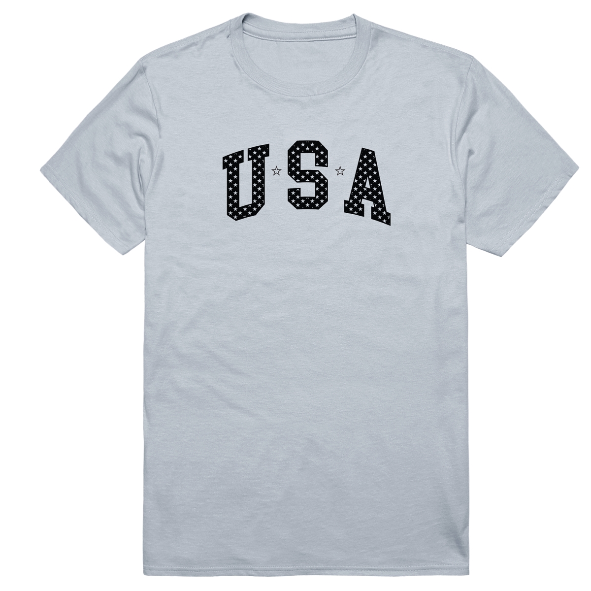 AM3-220-SIL-02 America Basic USA with Stars Short Sleeve T-Shirt, Silver - Medium