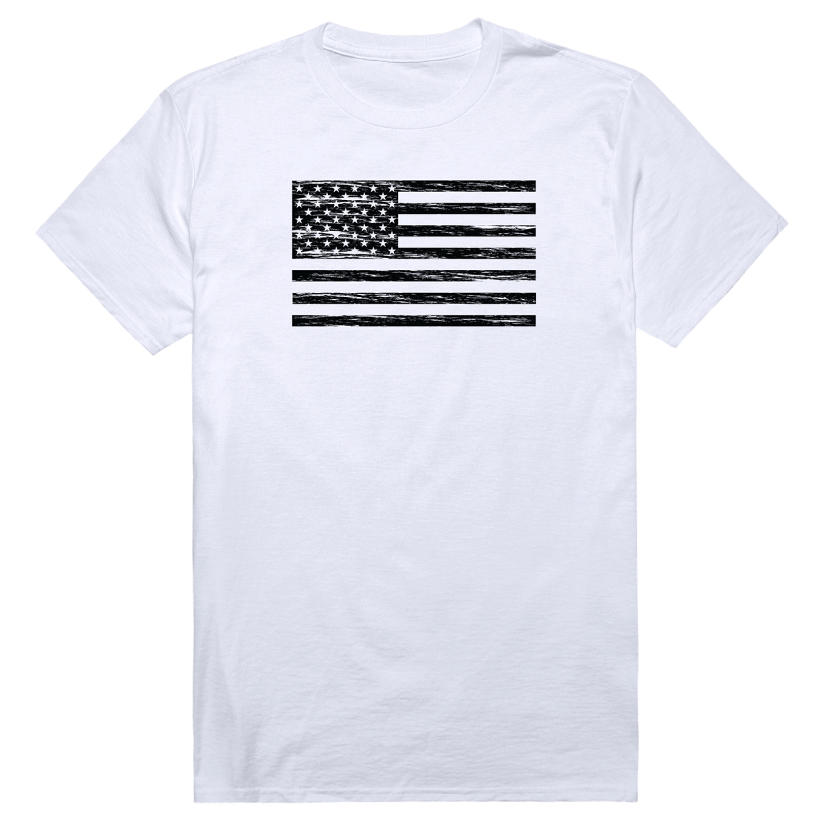 AM3-225-WHT-04 America Basic Flag Horizontal Short Sleeve T-Shirt, White - Extra Large