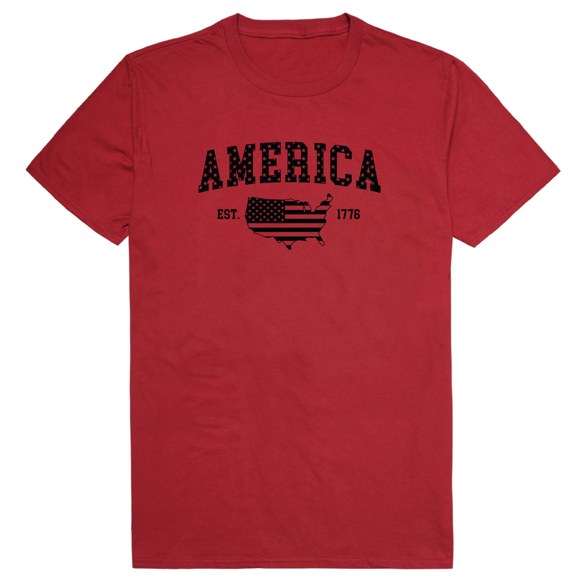 AM3-226-CAR-04 Basic America 1776 Short Sleeve T-Shirt, Cardinal - Extra Large