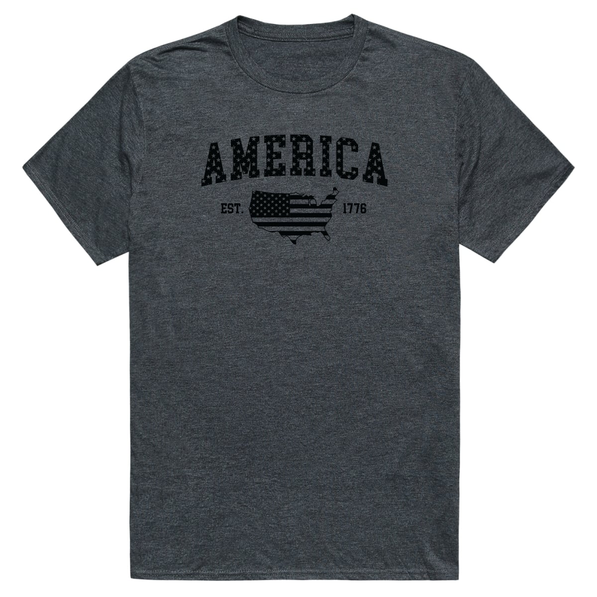 AM3-226-HCH-04 Basic America 1776 Short Sleeve T-Shirt, Heather Charcoal - Extra Large