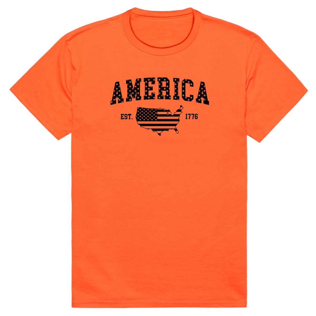 AM3-226-ORN-01 Basic America 1776 Short Sleeve T-Shirt, Orange - Small