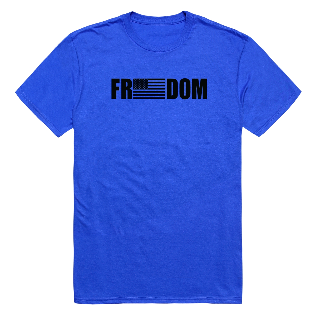 AM3-233-RYL-02 America Basic Freedom Flag Short Sleeve T-Shirt, Royal Blue - Medium