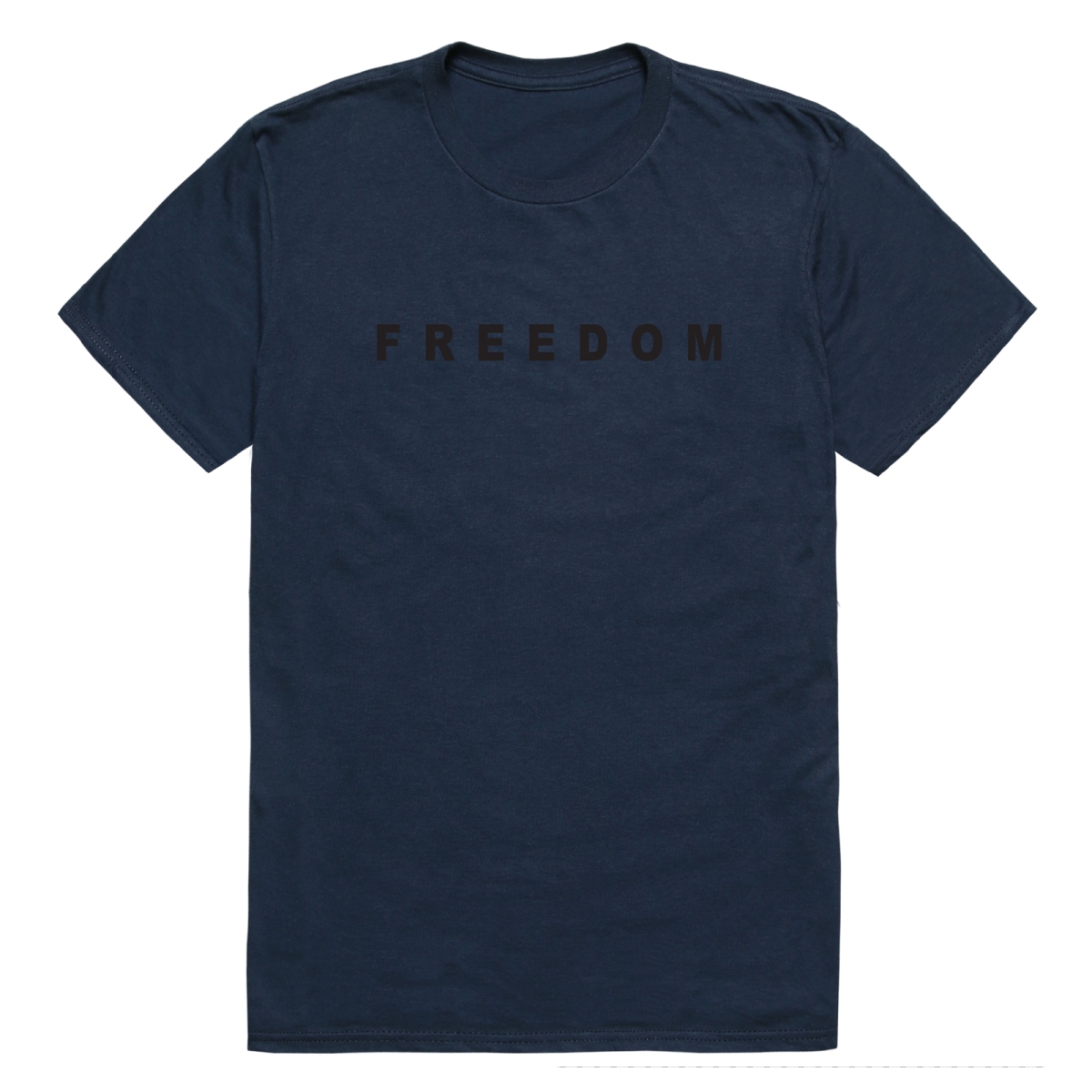AM3-234-NVY-03 America Basic Freedom Text Freedom Short Sleeve T-Shirt, Navy - Large
