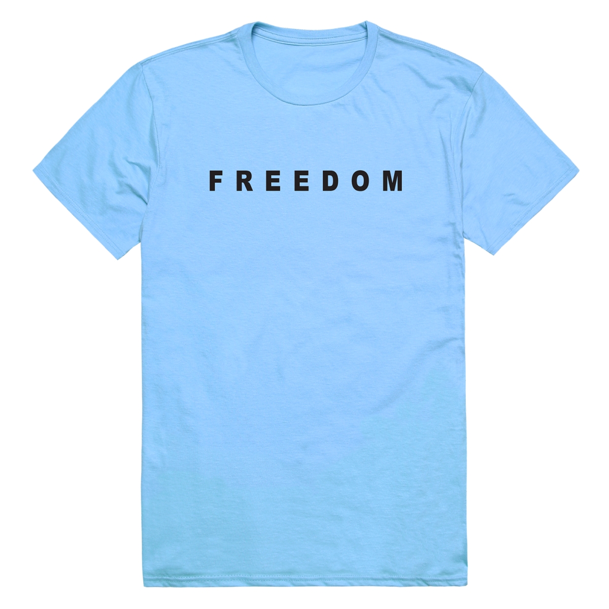 AM3-234-SKY-02 America Basic Freedom Text Freedom Short Sleeve T-Shirt, Sky Blue - Medium