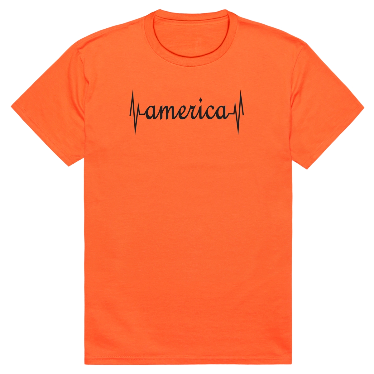 AM3-216-ORN-02 Basic America Heartbeat Short Sleeve T-Shirt, Orange - Medium