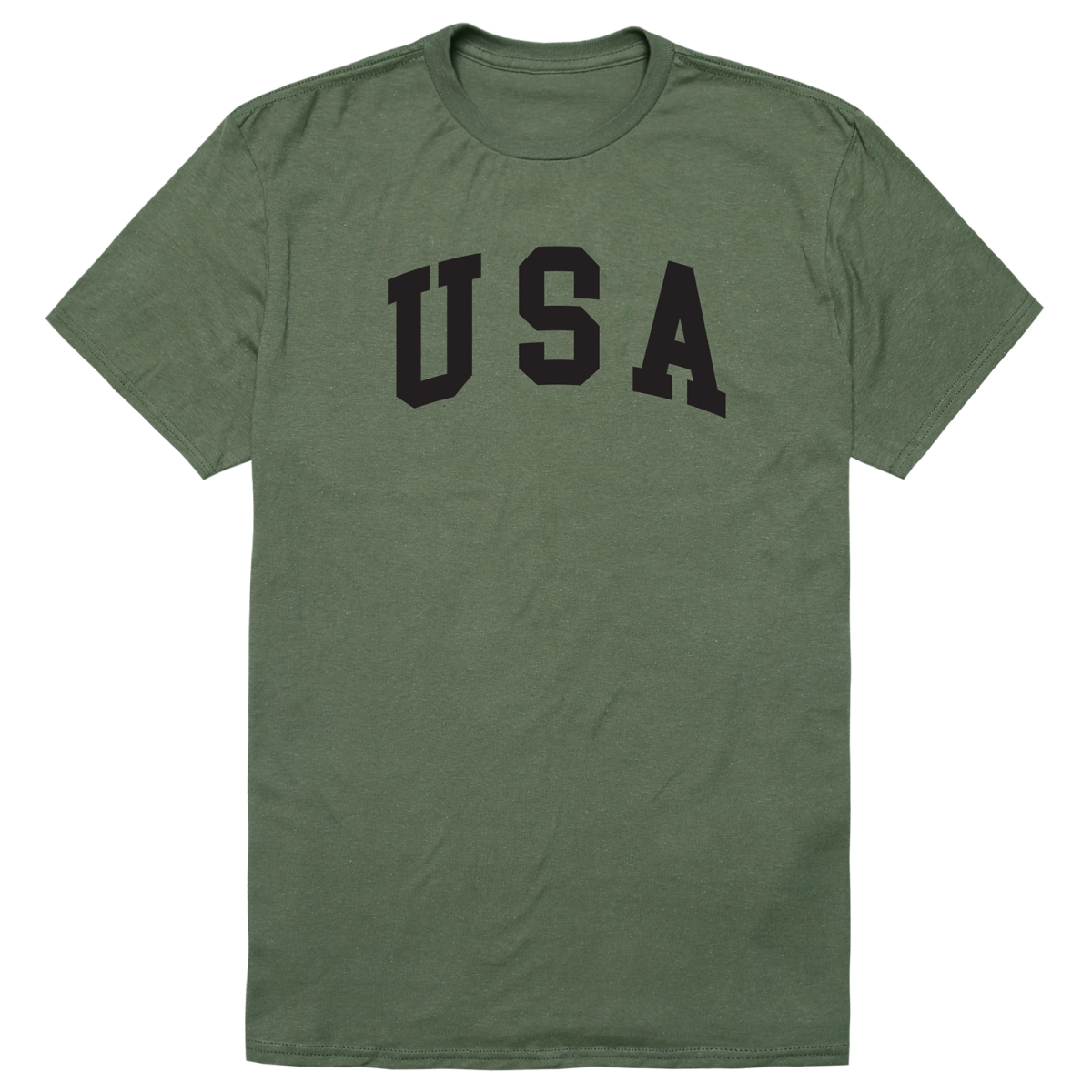 AM3-217-OLV-04 America Basic USA Text Short Sleeve T-Shirt, Olive - Extra Large