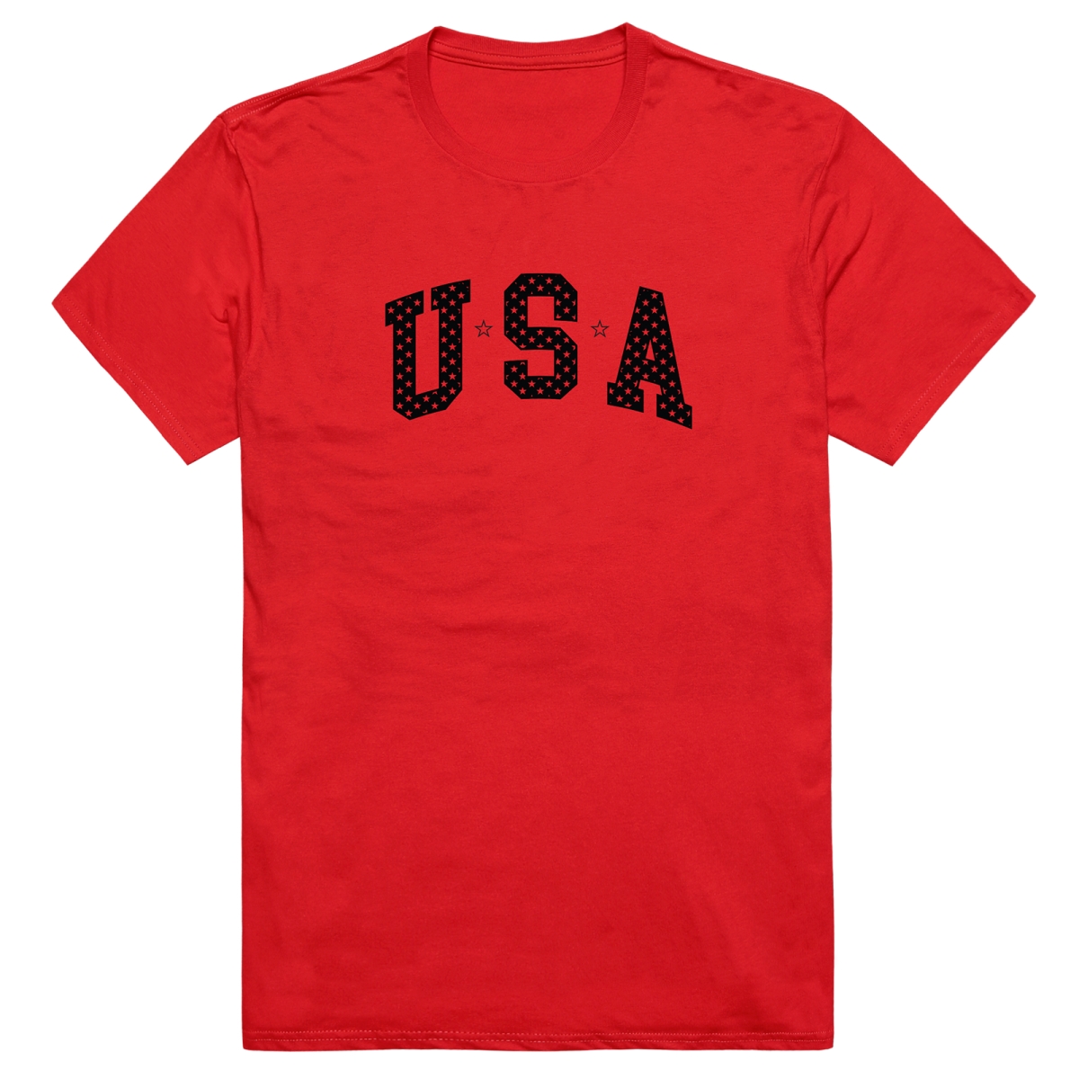 AM3-220-RED-04 America Basic USA with Stars Short Sleeve T-Shirt, Red - Extra Large