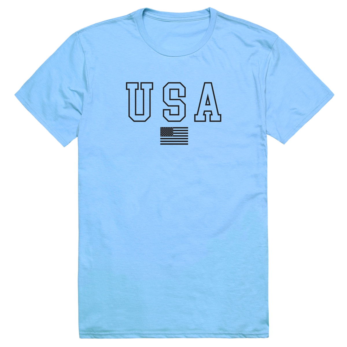 AM3-222-SKY-04 America Basic USA & Flag Short Sleeve T-Shirt, Sky Blue - Extra Large