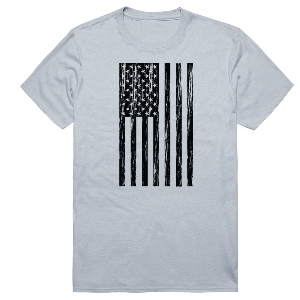 AM3-224-SIL-02 America Basic Flag Vertical Short Sleeve T-Shirt, Silver - Medium