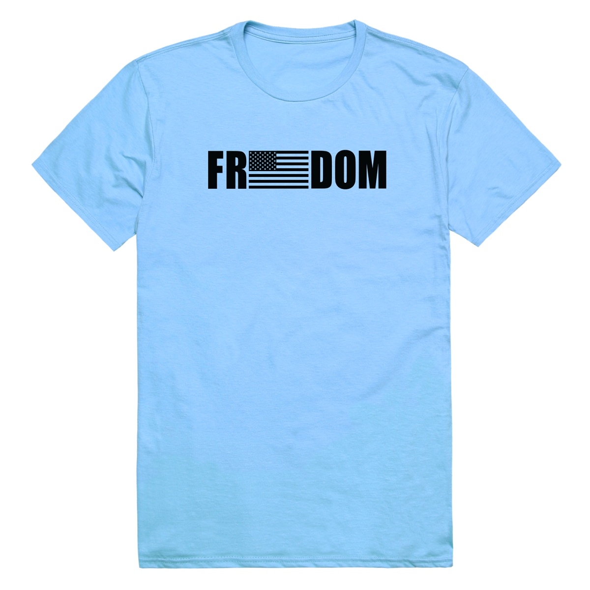 AM3-233-SKY-03 America Basic Freedom Flag Short Sleeve T-Shirt, Sky Blue - Large