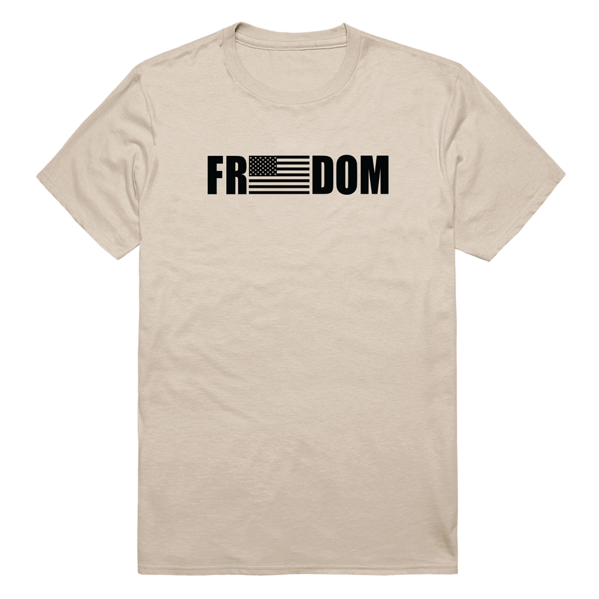 AM3-233-SND-04 America Basic Freedom Flag Short Sleeve T-Shirt, Sand - Extra Large