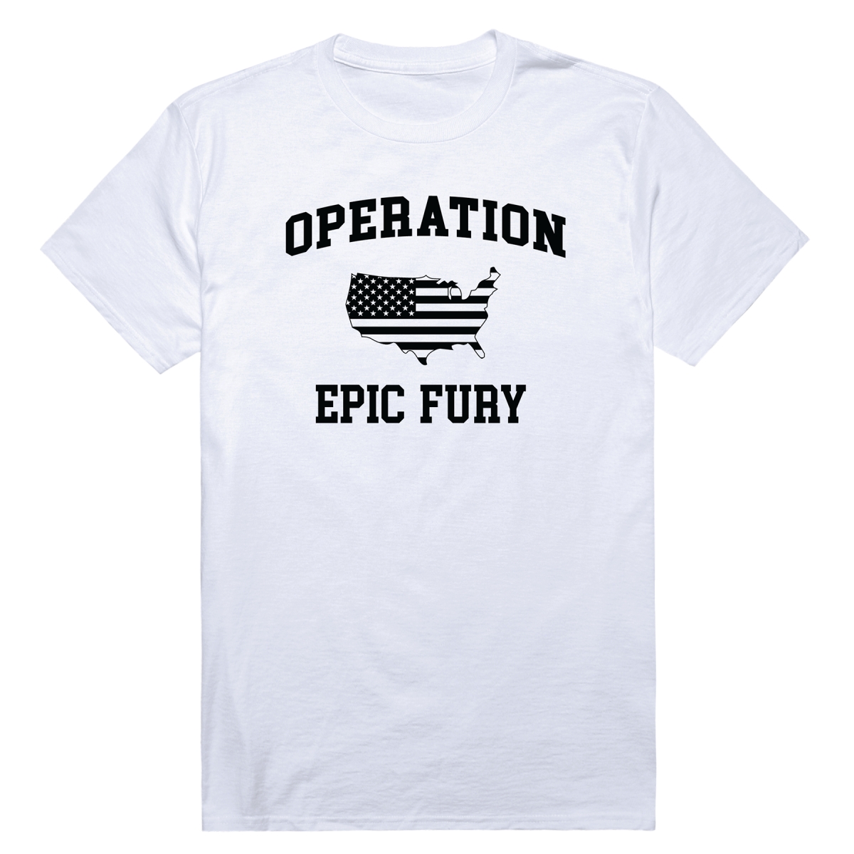 AM0-262-WHT-02 Operation War Epic Fury Map Short Sleeve T-Shirt, White - Medium