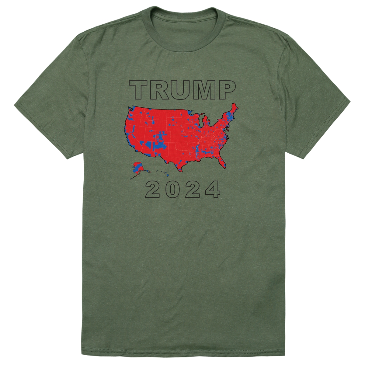 AM1-212-OLV-02 America Electoral Map Short Sleeve T-Shirt, Olive - Medium
