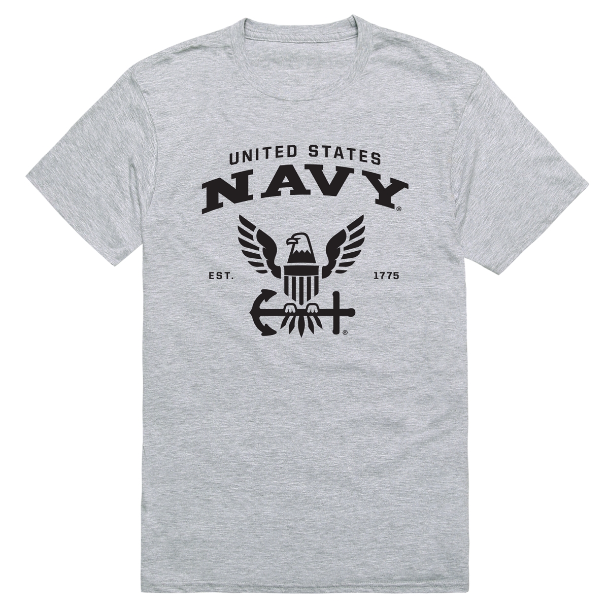 AM5-NA2-HGY-04 Basic Military US Navy 2 Short Sleeve T-Shirt, Heather Gray - Extra Large