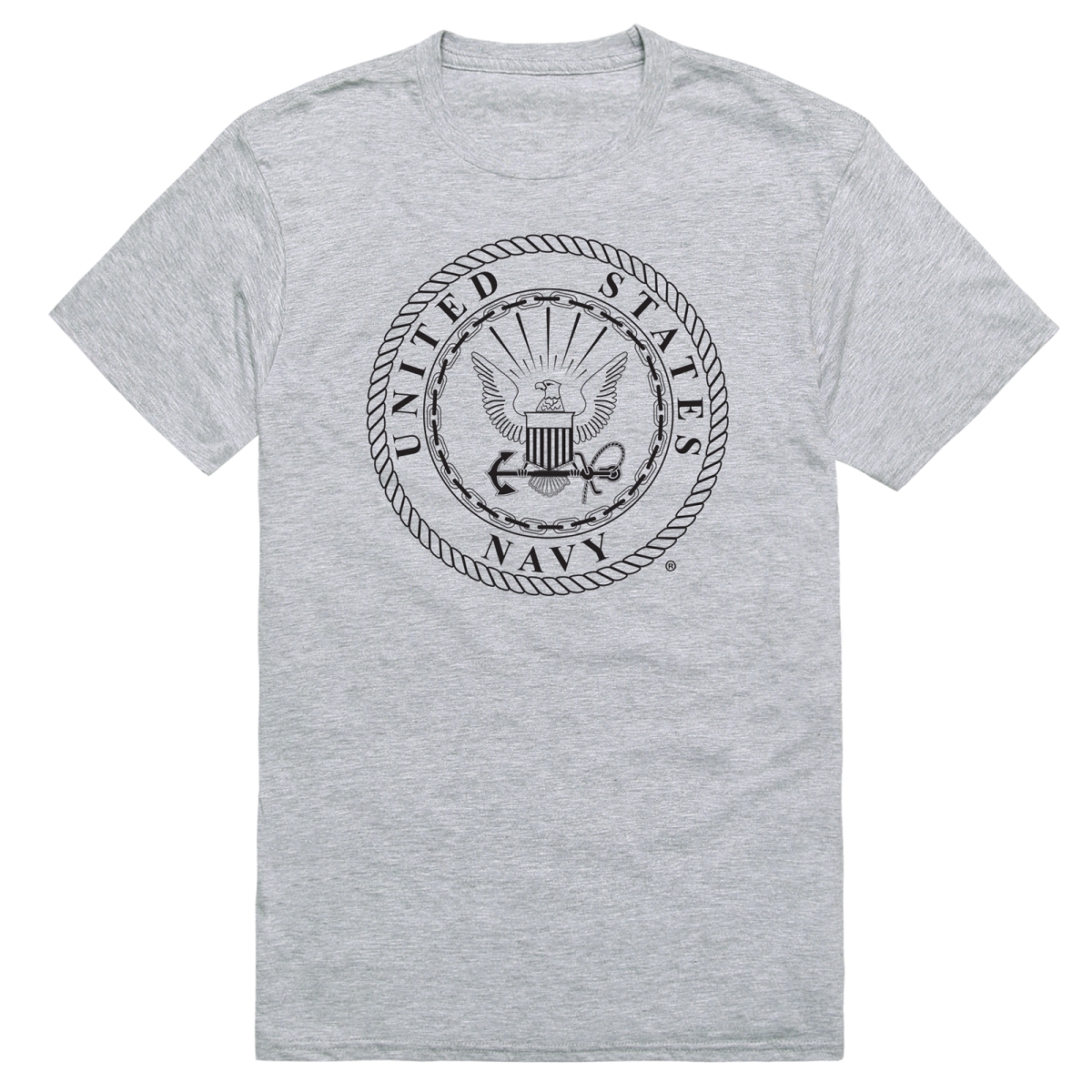 AM5-NA8-HGY-02 Basic Military US Navy 8 Short Sleeve T-Shirt, Heather Gray - Medium