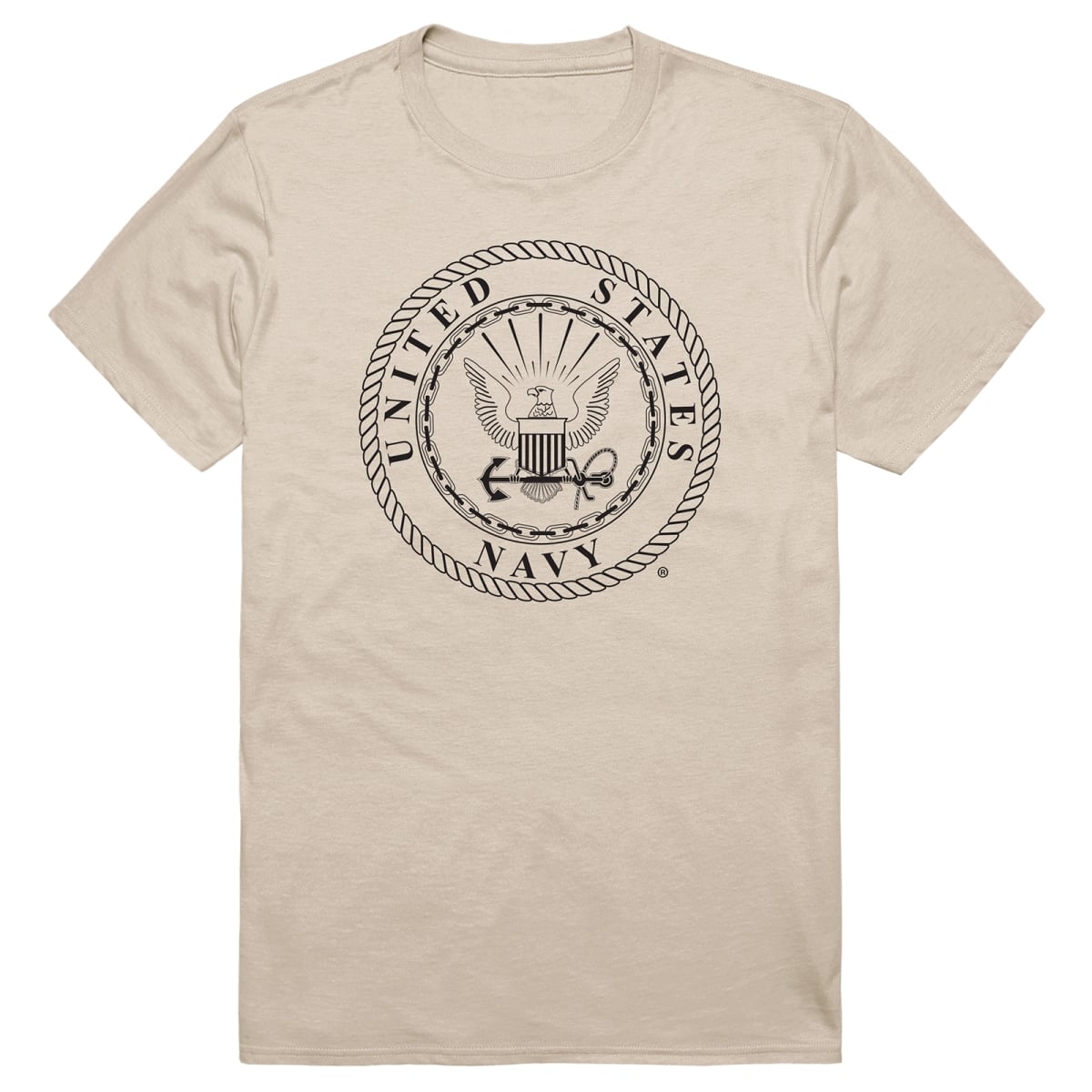 AM5-NA8-SND-01 Basic Military US Navy 8 Short Sleeve T-Shirt, Sand - Small