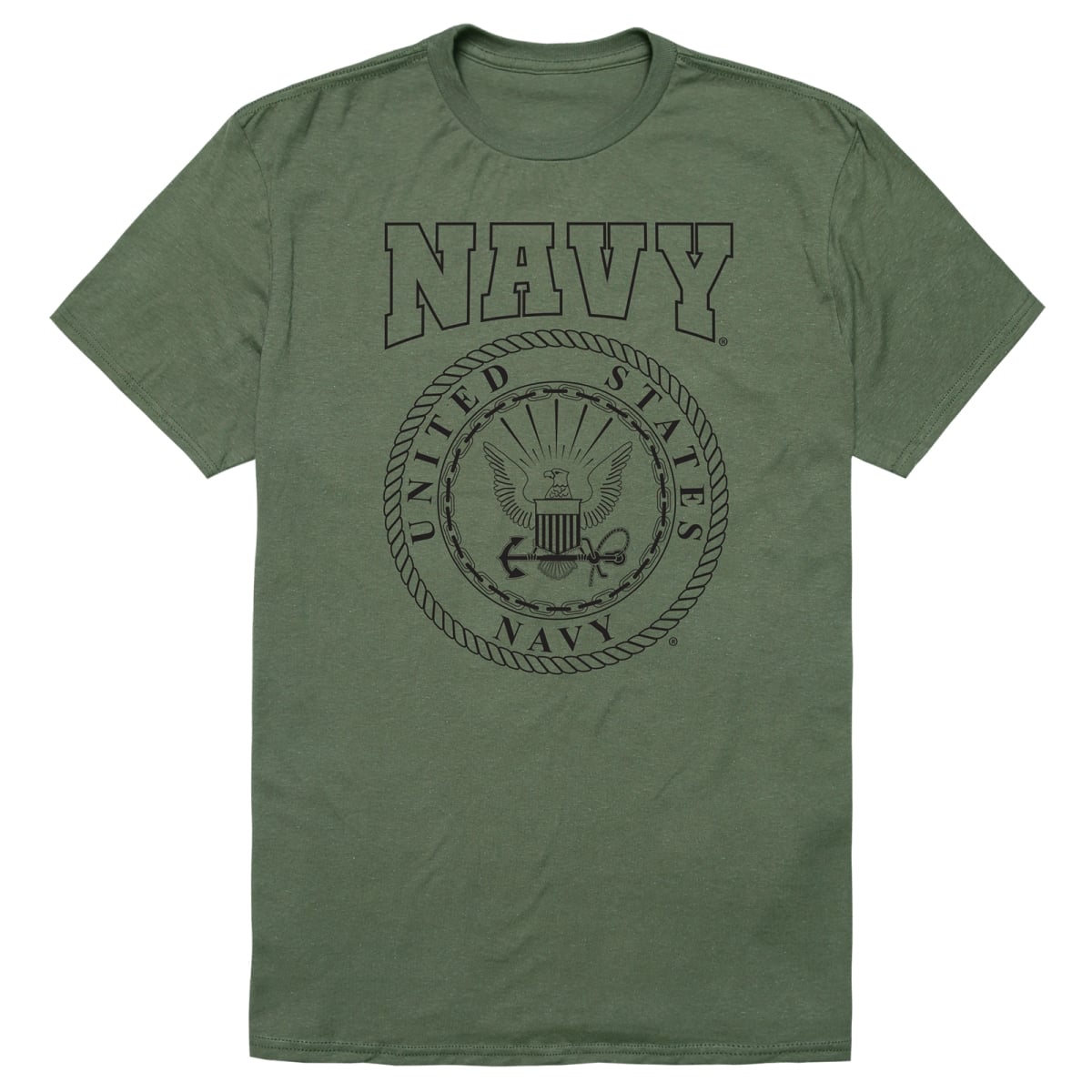 AM5-NA9-OLV-01 Basic Military US Navy 9 Short Sleeve T-Shirt, Olive - Small