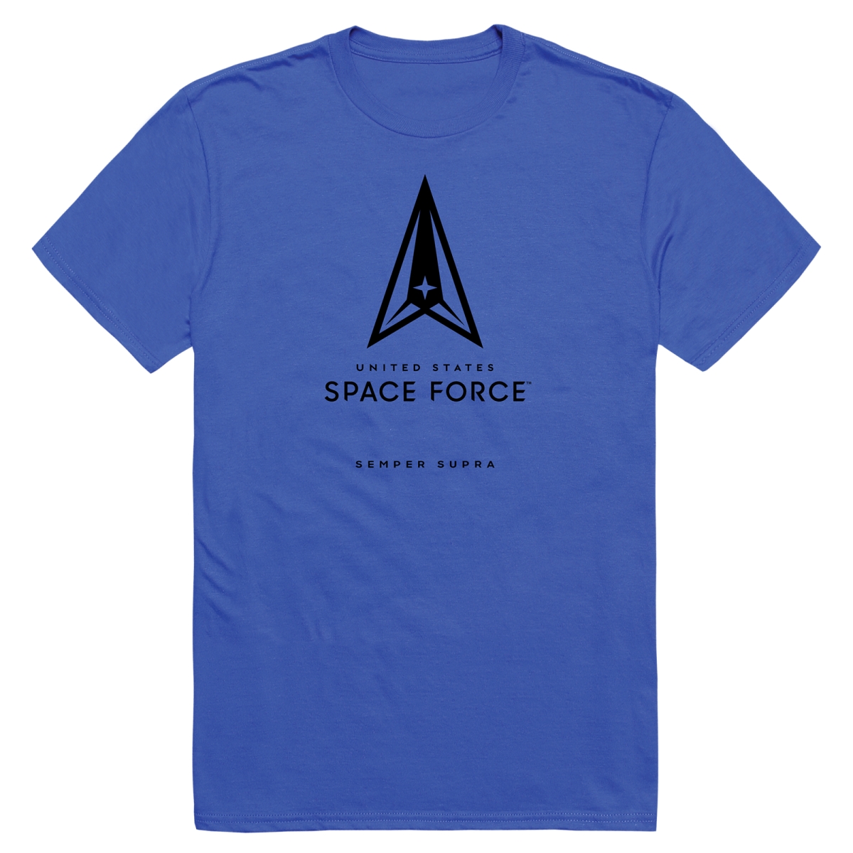 AM5-SF7-RYL-01 Basic Military Space Force 7 Short Sleeve T-Shirt, Royal Blue - Small