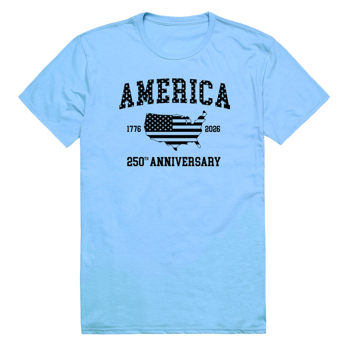 AN3-237-SKY-02 America 250th Anniversary Short Sleeve T-Shirt, Sky Blue - Medium