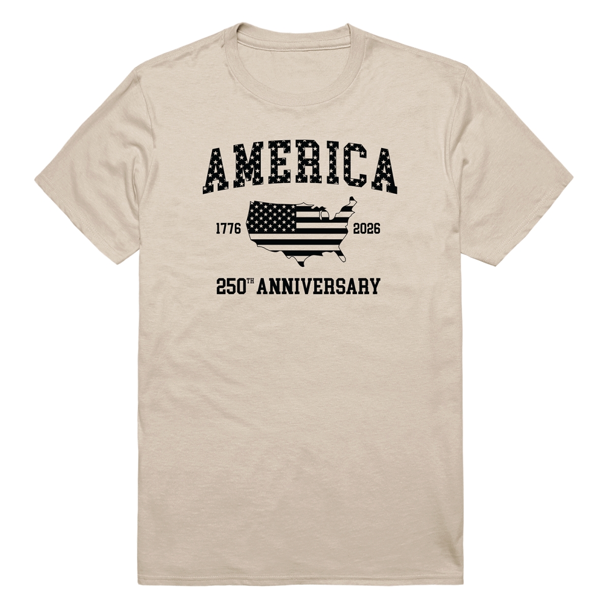 AN3-237-SND-02 America 250th Anniversary Short Sleeve T-Shirt, Sand - Medium