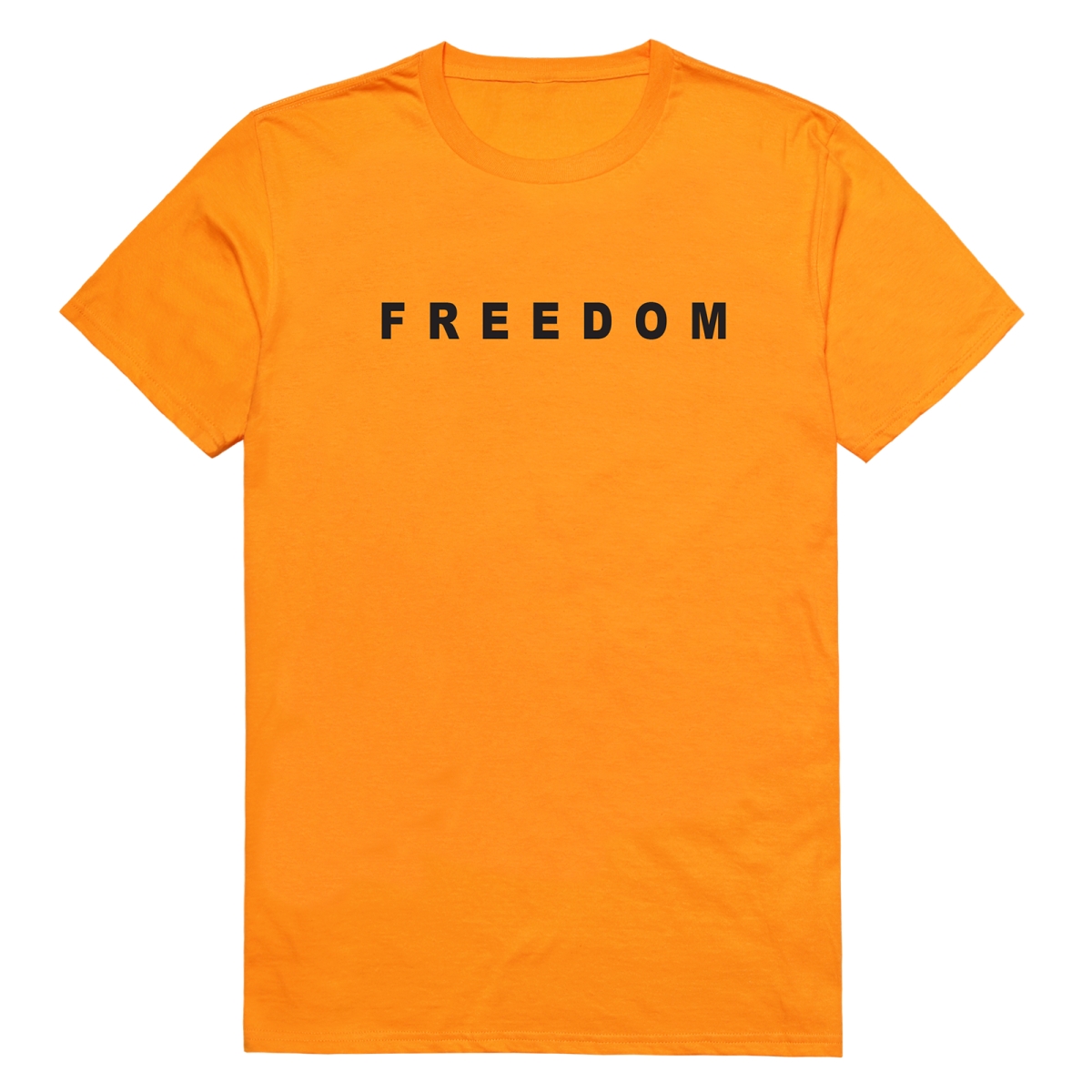 AM3-234-GLD-03 America Basic Freedom Text Freedom Short Sleeve T-Shirt, Gold - Large
