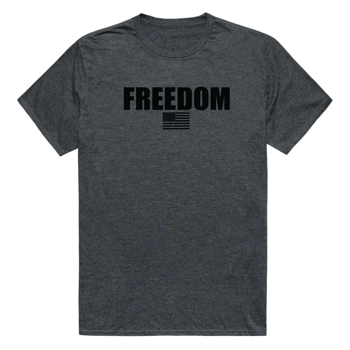 AM3-235-HCH-02 America Basic Freedom US Flag Short Sleeve T-Shirt, Heather Charcoal - Medium
