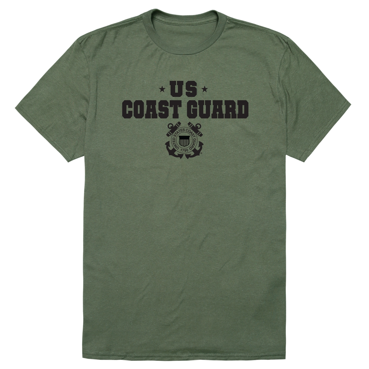 AM5-CG7-OLV-02 Basic Military USCG 7 Short Sleeve T-Shirt, Olive - Medium