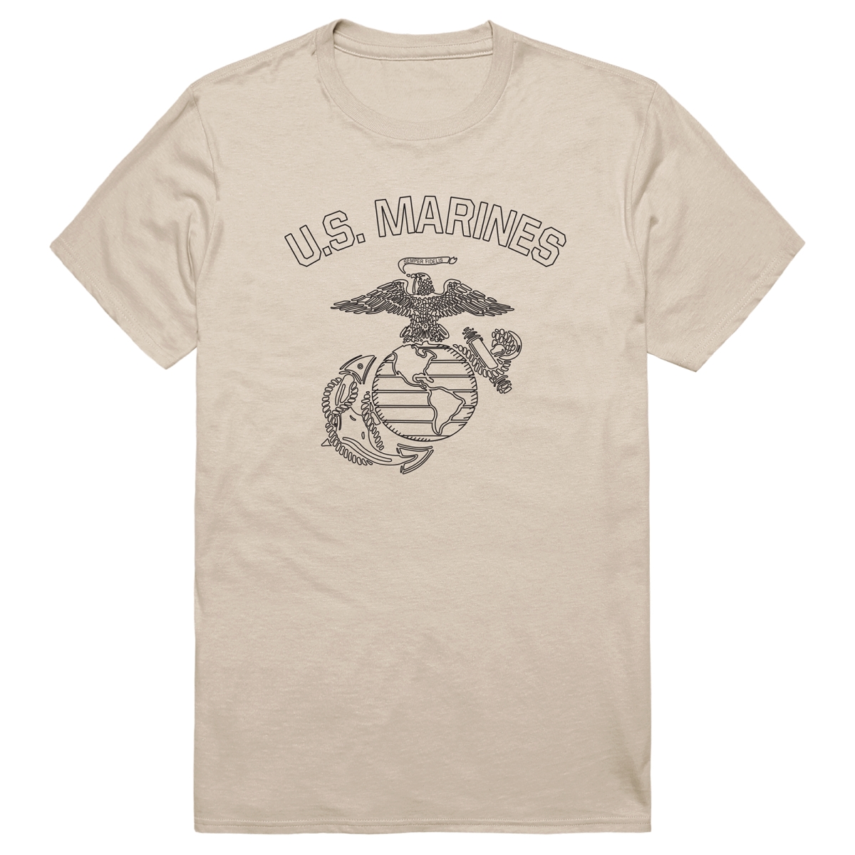 AM5-MC3-SND-02 Basic Military US Marines 3 Short Sleeve T-Shirt, Sand - Medium