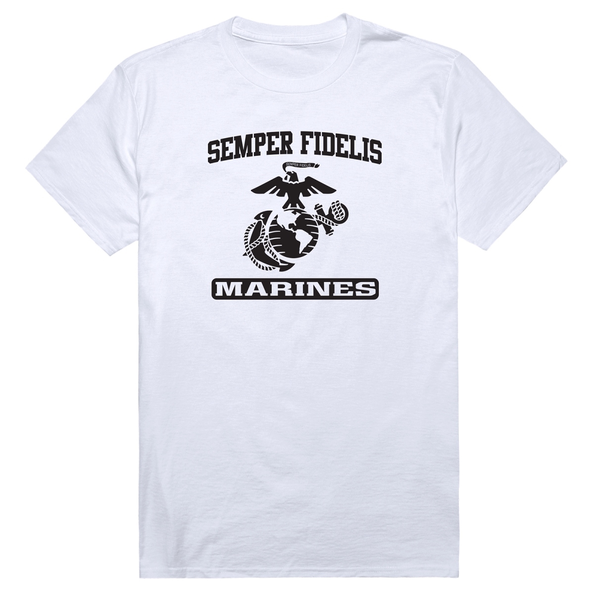 AM5-MC9-WHT-02 Basic Military US Marines 9 Short Sleeve T-Shirt, White - Medium