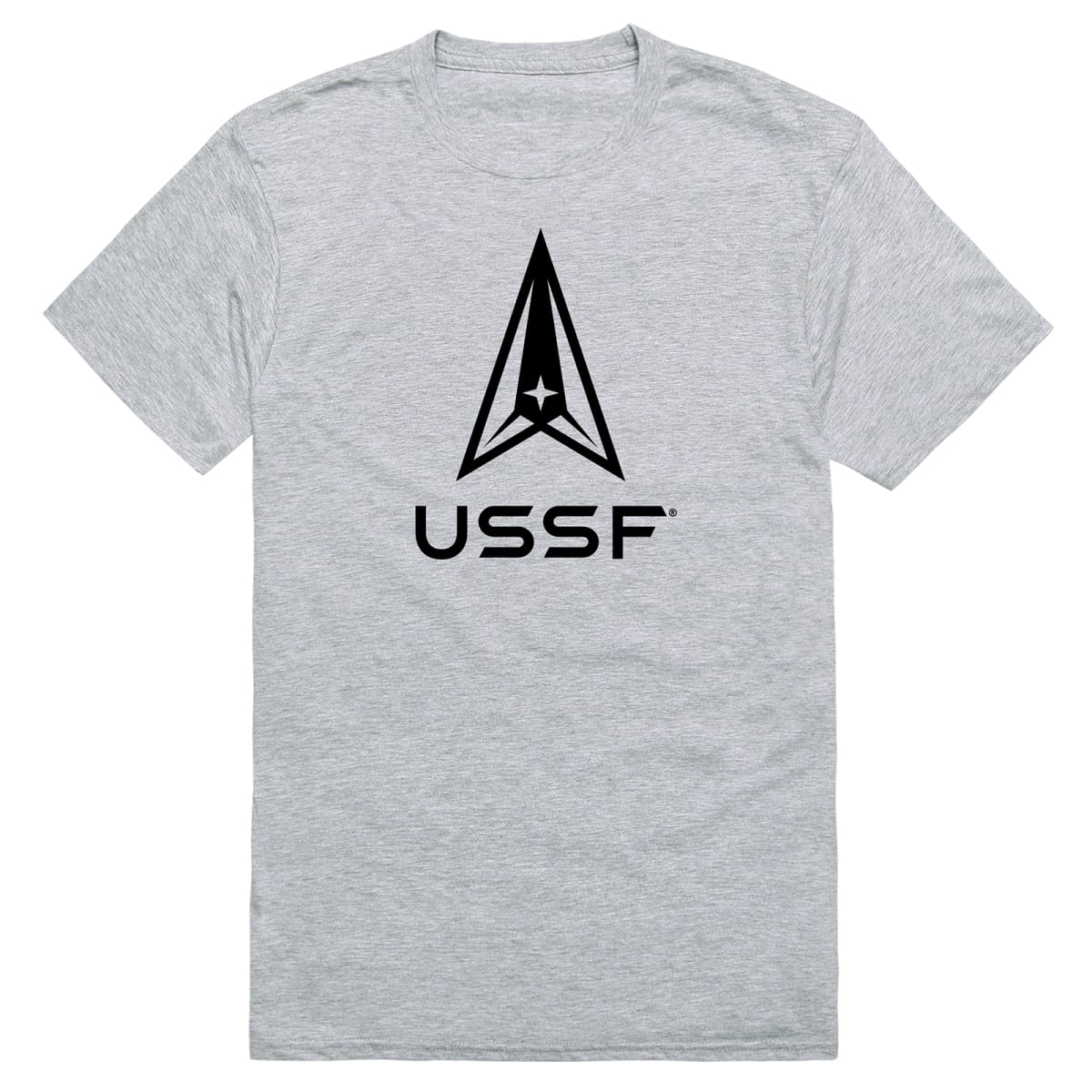 AM5-SF1-HGY-01 Basic Military US Space Force 1 Short Sleeve T-Shirt, Heather Gray - Small
