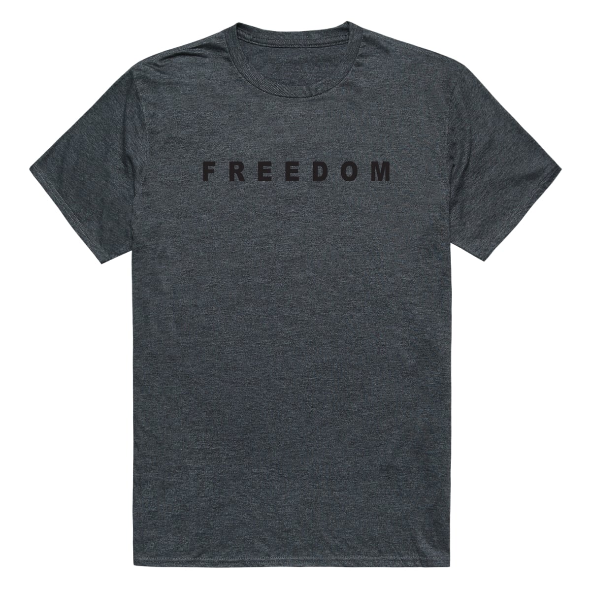AM3-234-HCH-02 America Basic Freedom Text Freedom Short Sleeve T-Shirt, Heather Charcoal - Medium