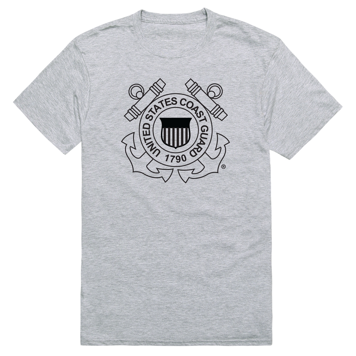 AM5-CG1-HGY-02 Basic Military USCG 1 Short Sleeve T-Shirt, Heather Gray - Medium