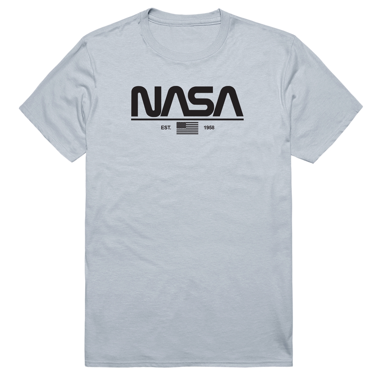 AM5-NS5-SIL-03 Basic Military NASA 5 Short Sleeve T-Shirt, Silver - Large
