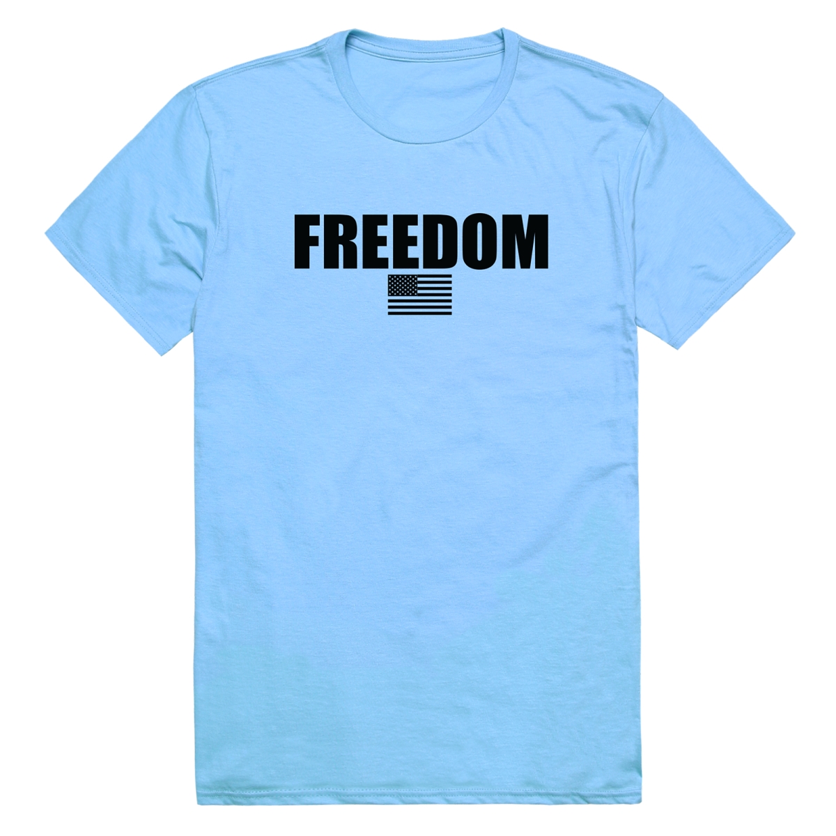 AM3-235-SKY-03 America Basic Freedom US Flag Short Sleeve T-Shirt, Sky Blue - Large