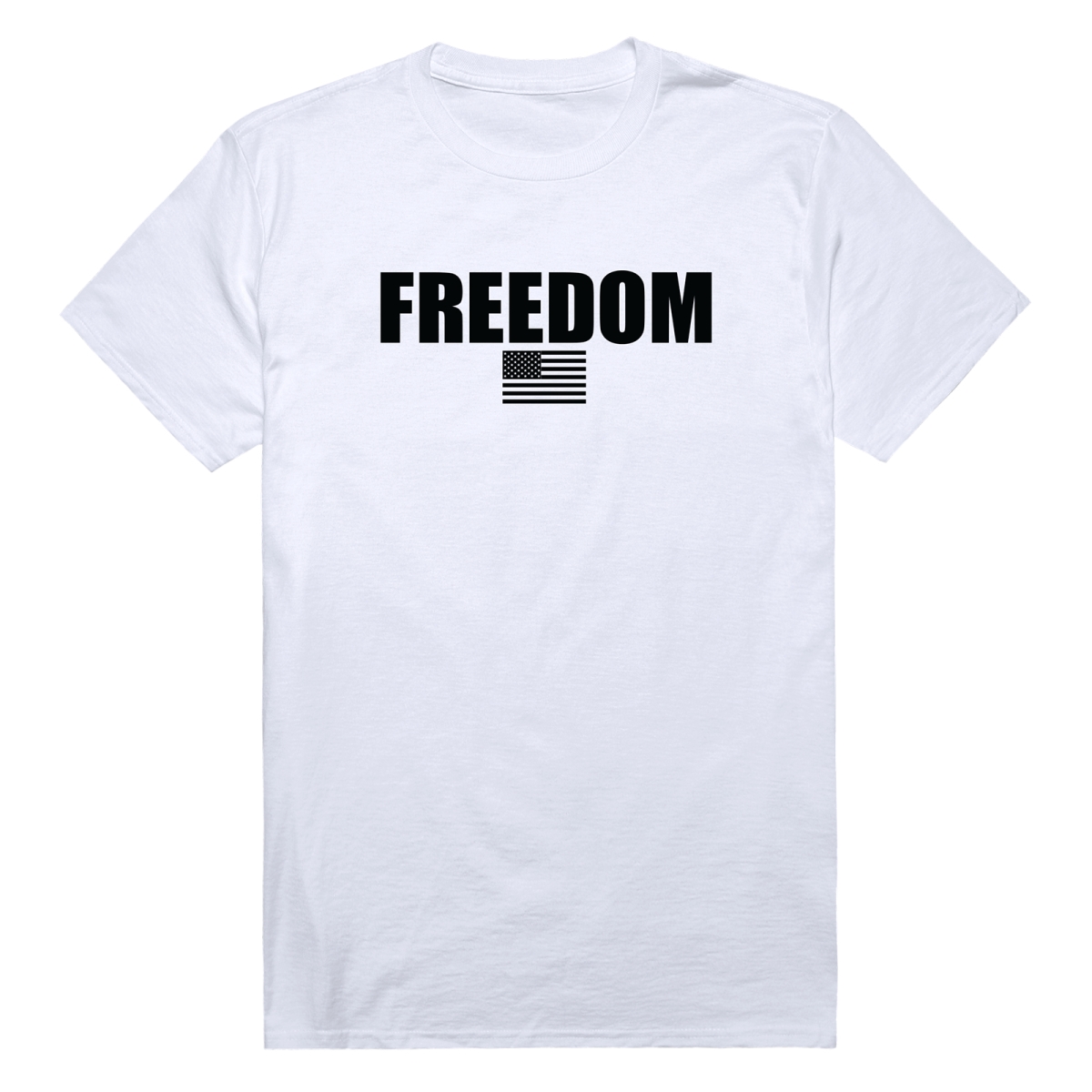 AM3-235-WHT-02 America Basic Freedom US Flag Short Sleeve T-Shirt, White - Medium