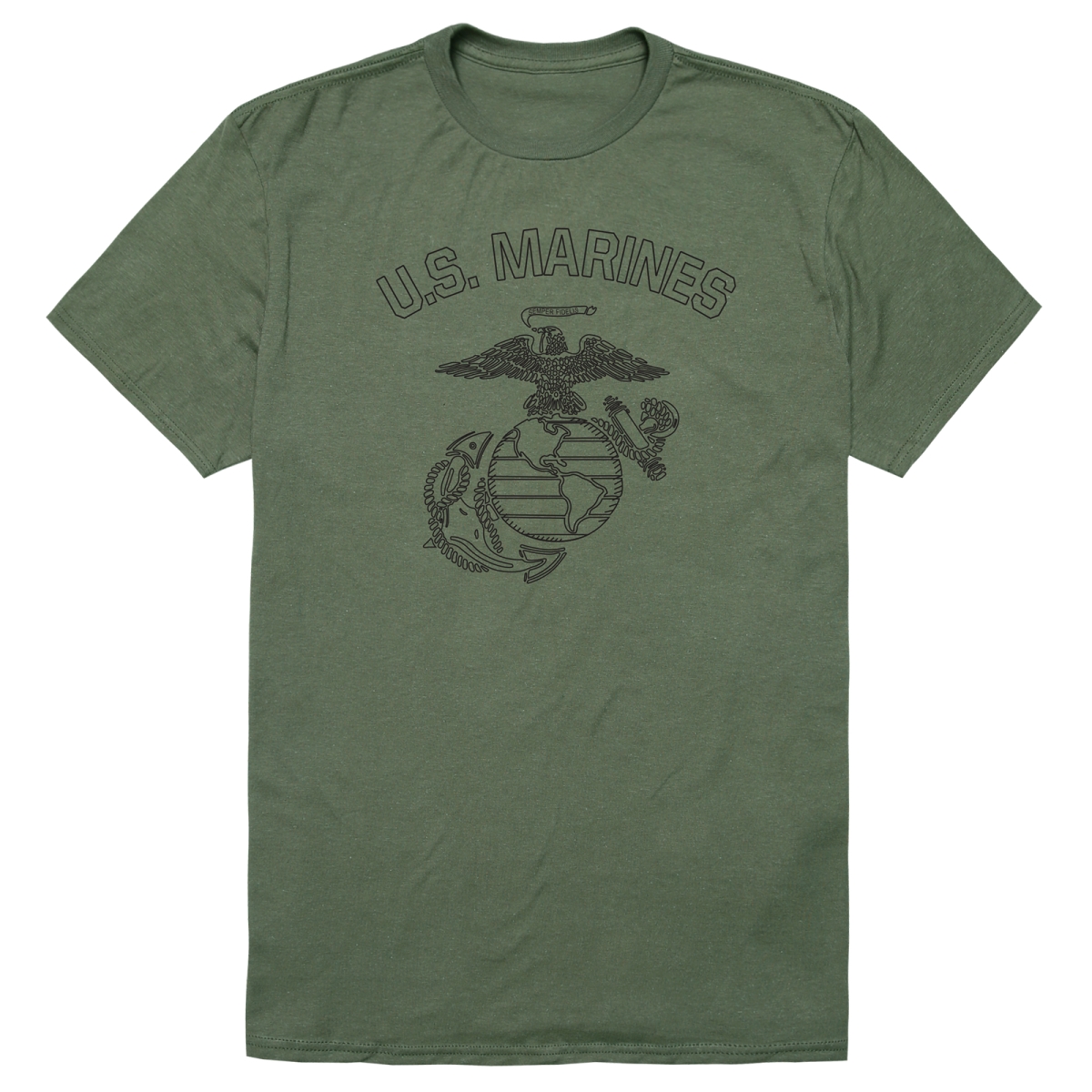AM5-MC3-OLV-04 Basic Military US Marines 3 Short Sleeve T-Shirt, Olive - Extra Large