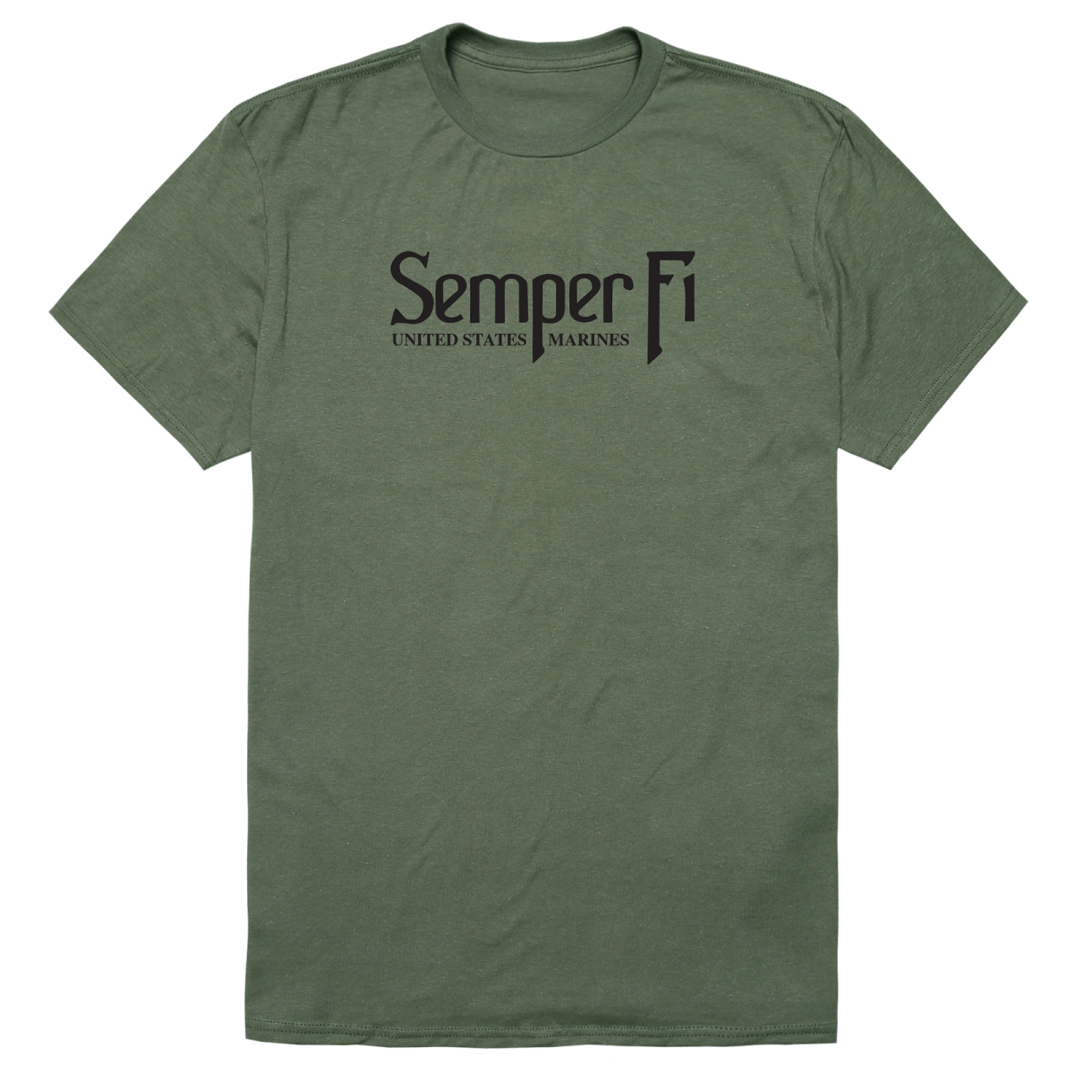 AM5-MC8-OLV-02 Basic Military US Marines 8 Short Sleeve T-Shirt, Olive - Medium