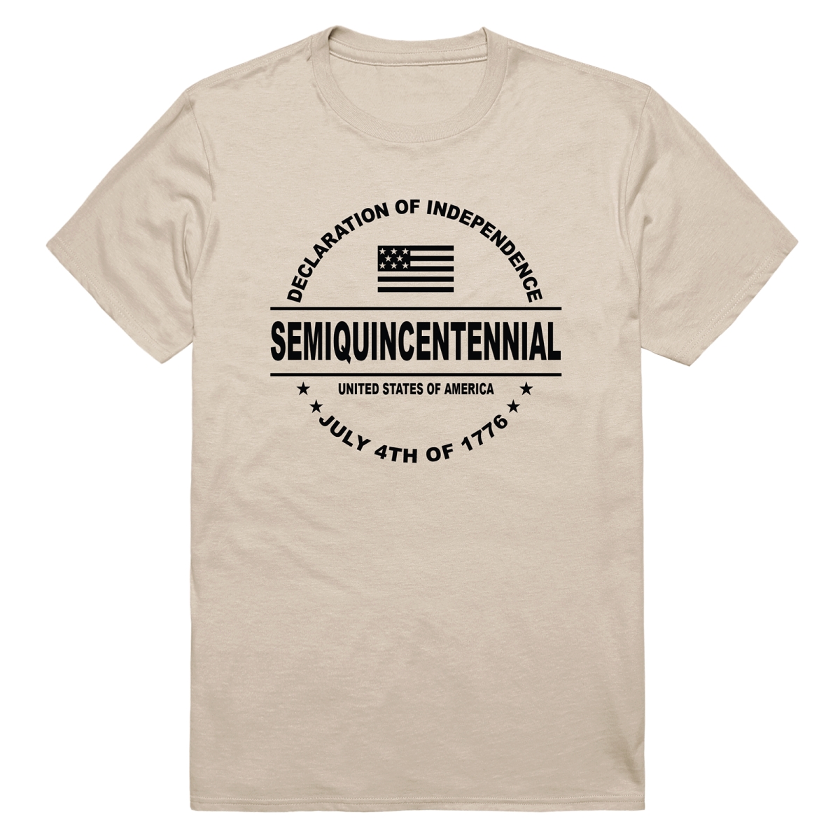 AN3-249-SND-04 America Anniversary Declaration Short Sleeve T-Shirt, Sand - Extra Large