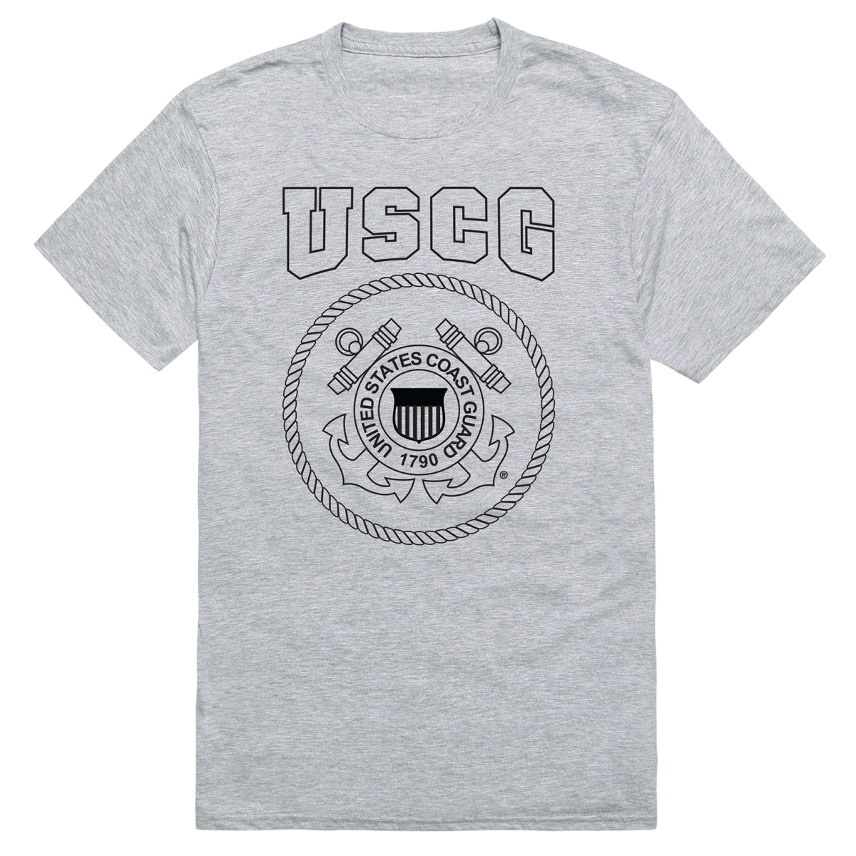 AM5-CG4-HGY-02 Basic Military USCG 4 Short Sleeve T-Shirt, Heather Gray - Medium