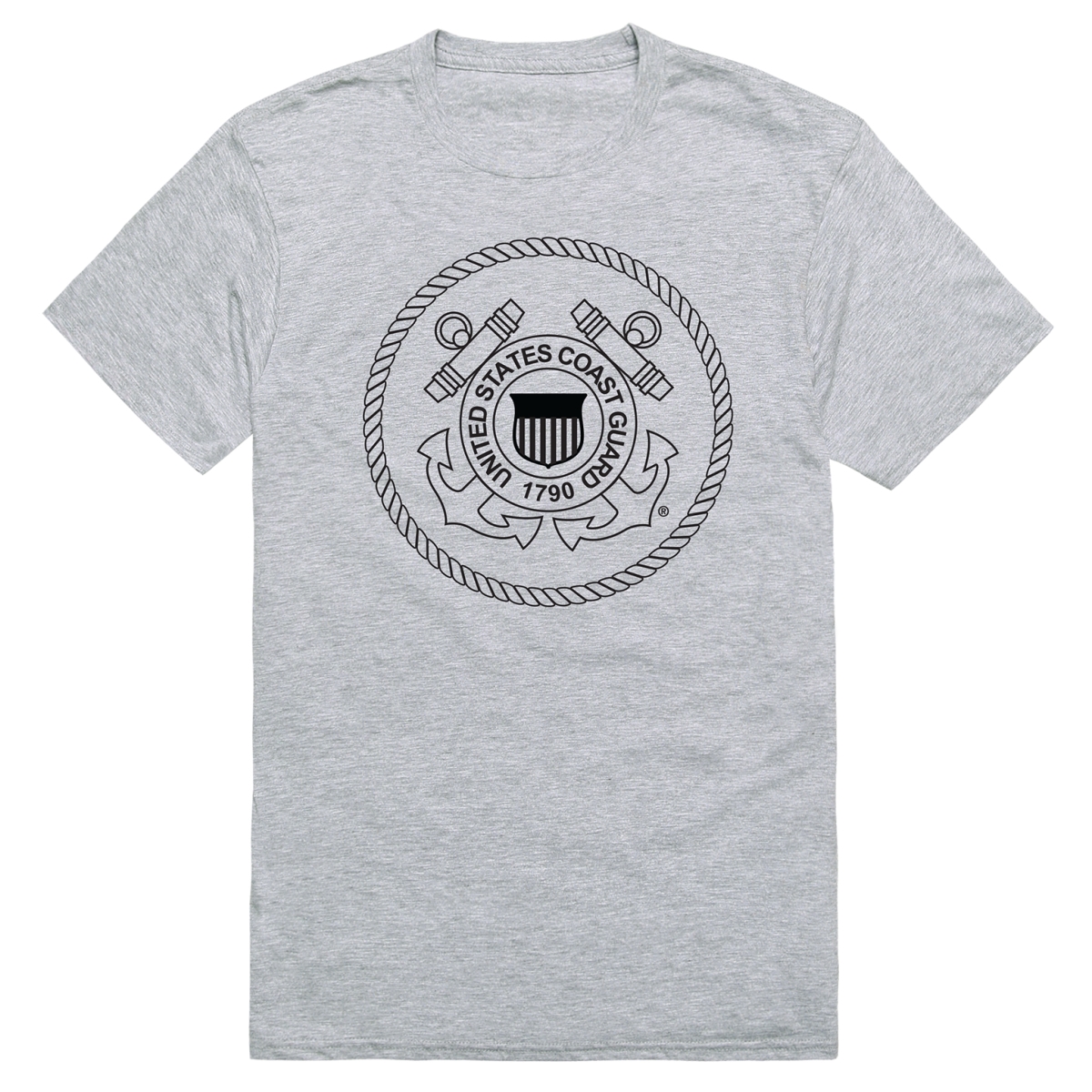 AM5-CG5-HGY-01 Basic Military USCG 5 Short Sleeve T-Shirt, Heather Gray - Small